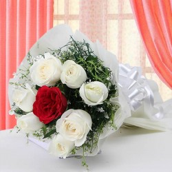 Red and white rose bunch